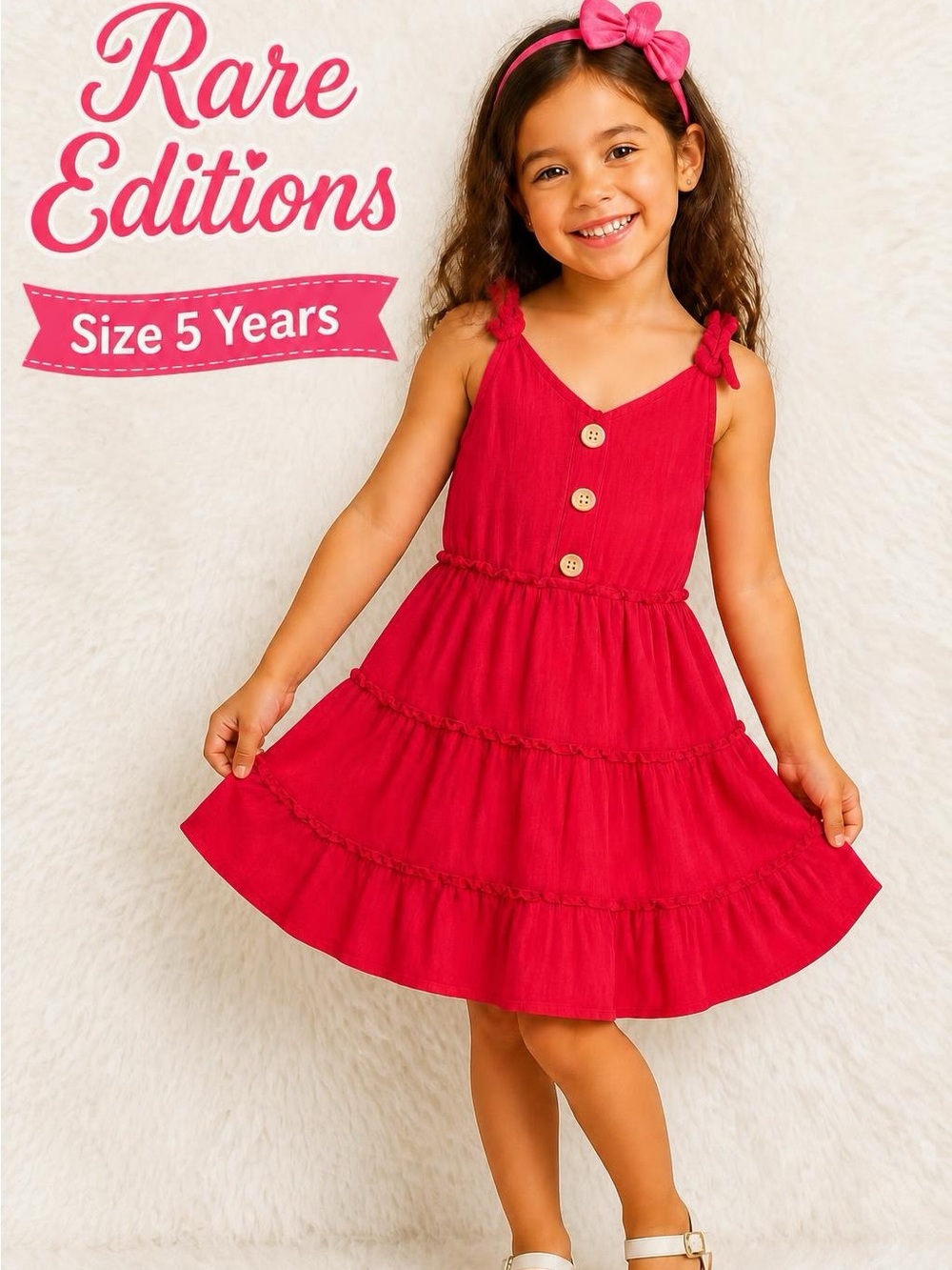 Rare Editions Girls Sleeveless Button‑Front Dress – Size 5 (Like New)